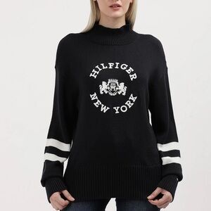 Tommy Hilfiger Women’s Varsity Mock Neck Embroidered Logo Sweater Size S